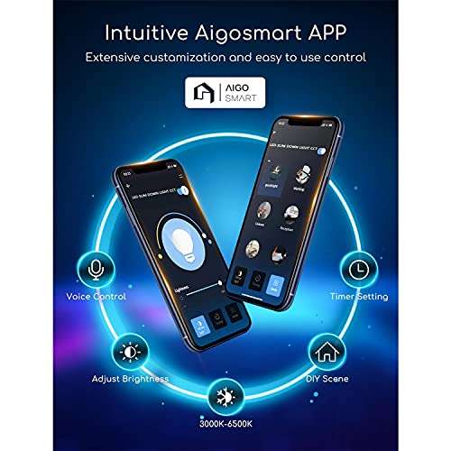 Aigostar - Faretto LED Smart [18W, da Incasso, WIFI]