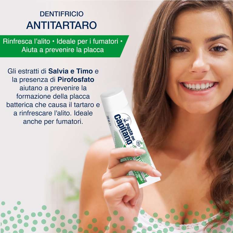 Dentifricio Antitartaro Bio Pasta del Capitano | Previene la placca (100% Made in Italy, 75 ml)