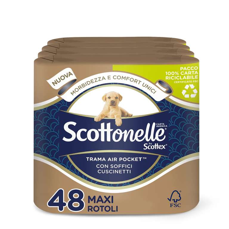 Scottonelle - Carta igienica soffice e trapuntata (confezione da 48 Rotoli  Maxi - 4x12) »
