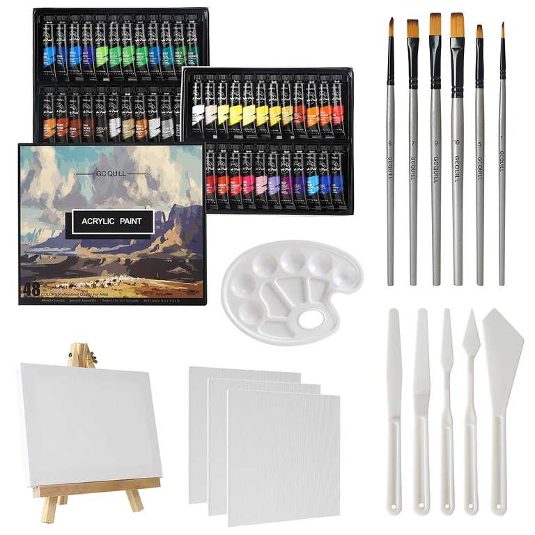 Set pittura acrilica GC QUILL 48 colori  con accessori per artistica (62  pezzi) »