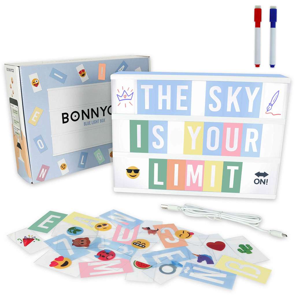 BONNYCO Lavagna Luminosa per Bambini Rosa A4 e A5, 6 Stencil e 2 Penne Spia  Lavagna Magica Giochi Bimba 3 4 5 6 7 8 9 10 Anni