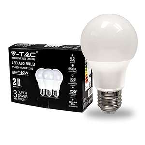 V-TAC Lampadina LED con Attacco [E27 8,5W, 60W]