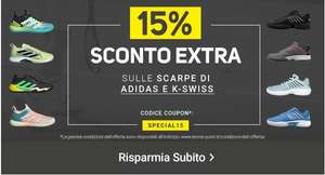 Extra 15% sulle Scarpe Adidas e K-Swiss su Tennis Point