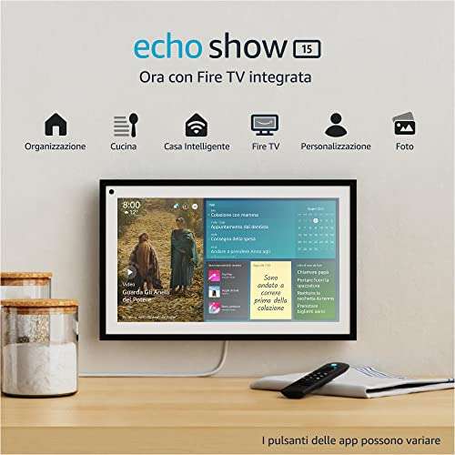 Echo Show 15 + Telecomando [FHD 15", con fire Tv Integrata]