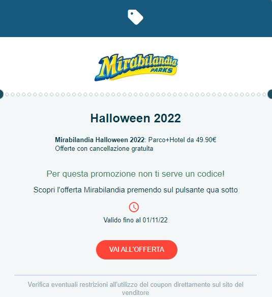 Mirabilandia Halloween 2022: Parco+Hotel da 49.90€ Offerte con cancellazione gratuita