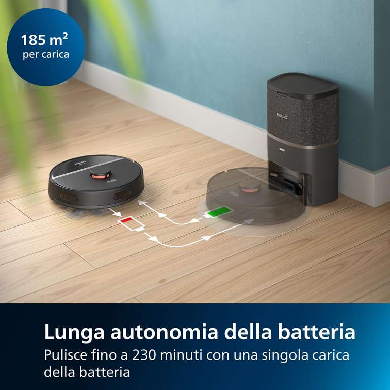 Philips HomeRun 3000 Series Aqua Robot aspirapolvere e lavapavimenti [App, Wifi]