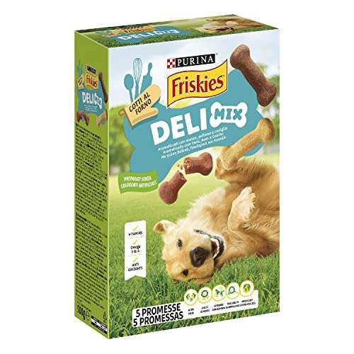Purina Friskies DeliMix biscotti per Cani - [Manzo, pollo e selvaggina, 6 scatole da 500g]