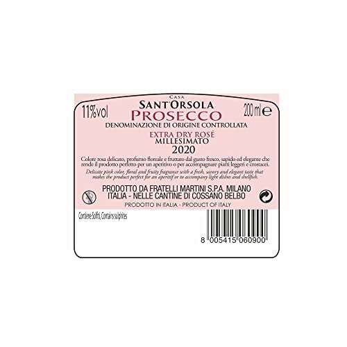 Casa Sant'Orsola Prosecco D.O.C. Rosè Extra Dry Millesimato Baby - Pacco da 3 x 200 ml