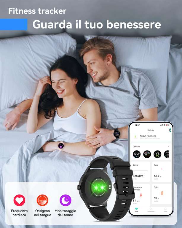 Smartwatch fitness tracker [1.3", chiamata e risposta, unisex]