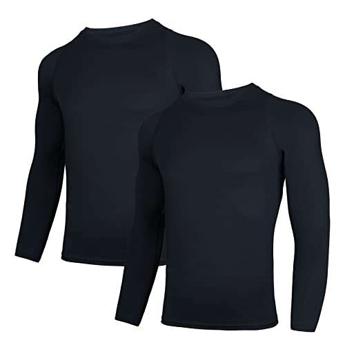 AMZSPORT 2 Pezzi T-Shirt tecnica - [Modello compressione da uomo manica lunga]