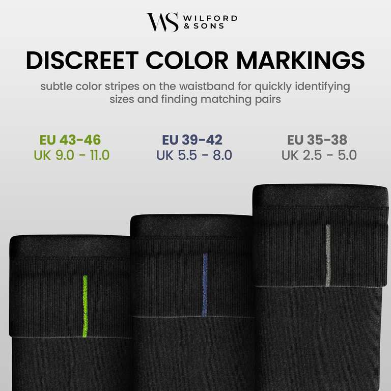 Calzini Unisex 10 Paia - Cotone Nero con Marcature Colorate