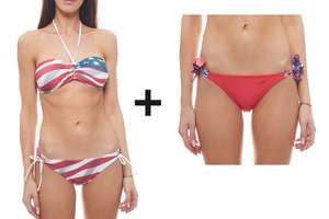 Top Bikini con bandiera americana + Pantys Gratis (paghi solo la spedizione)