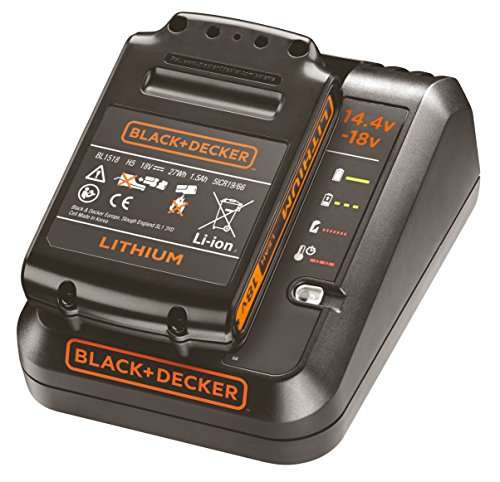 Black + Decker DC1A15-QW Kit batteria al Litio 18V + caricabatterie veloce per 18V/14,4V 1a