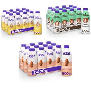 AdeZ Bevanda Vegetale disponibile in 3 Gusti | Mandorla, Soia e Riso, Avena (12 bottiglie da 800ml)