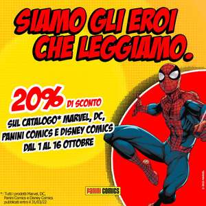 Panini - Sconto del 20% su Marvel, DC, Panini Comics e Disney Comics