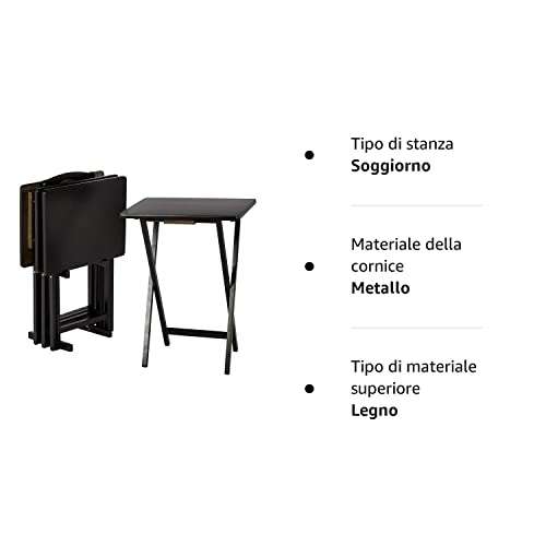 Amazon Basics, tavolini pieghevoli in legno con supporto (set da 4)