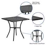 Flash Furniture Tavolino da esterno | Acciaio INOX, 28SQ, nero quadrato