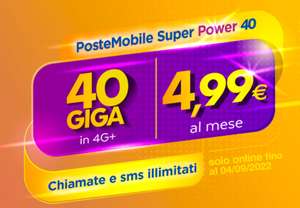 PosteMobile Super Power 40GB + Chiamate ed SMS Illimitati