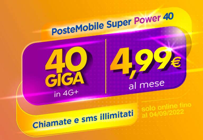 PosteMobile Super Power 40GB + Chiamate ed SMS Illimitati