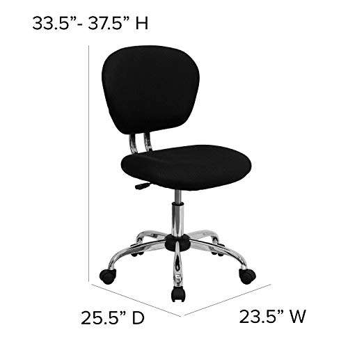 Sedia da ufficio Flash Furniture Mid-Back | In rete nera con braccioli e base cromata