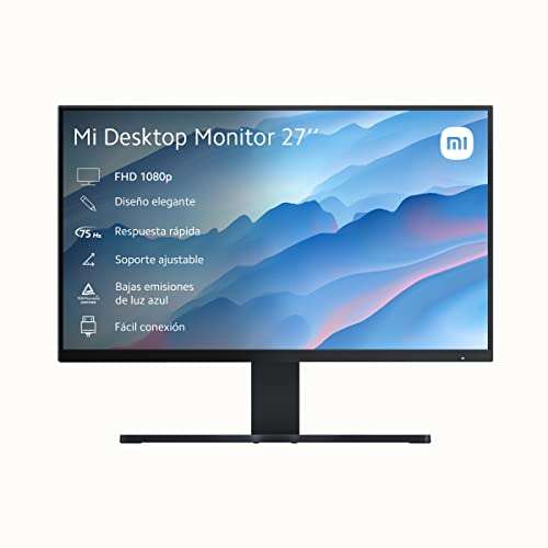 Xiaomi Mi Desktop Monitor 27", Display FHD IPS, Design Elegante, Luce Blu Bassa, ‎Nero