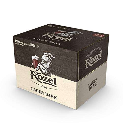 Kozel Birra Lager Dark, Cassa Birra con 20 Birre in Bottiglia da 50 cl, 10 L,