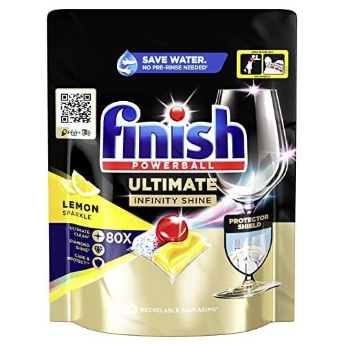 Finish Ultimate Infinity Shine pastiglie lavastoviglie Lemon, 80 pastiglie per lavastoviglie