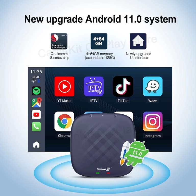 Carlinkit Plus CarPlay Ai Box Android 11 [QCM6125 Wireless CarPlay Android auto]