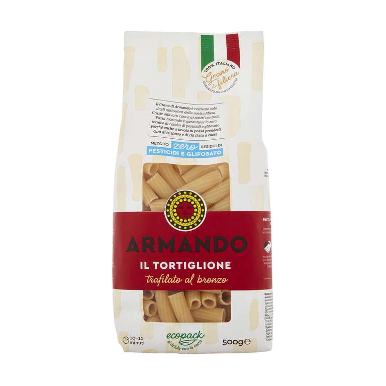 Armando Il Tortiglione: pasta di semola di grano duro 100% Italiano - 12 Confezioni da 500g