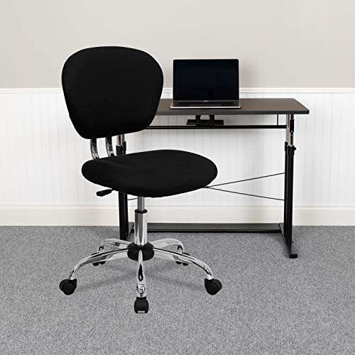 Sedia da ufficio Flash Furniture Mid-Back | In rete nera con braccioli e base cromata