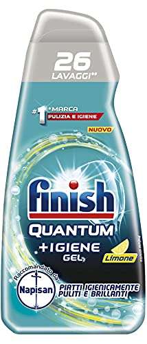 Finish Quantum + Gel Lavastoviglie al Limone, [182 Lavaggi, 7 confezioni da 26 Lavaggi]