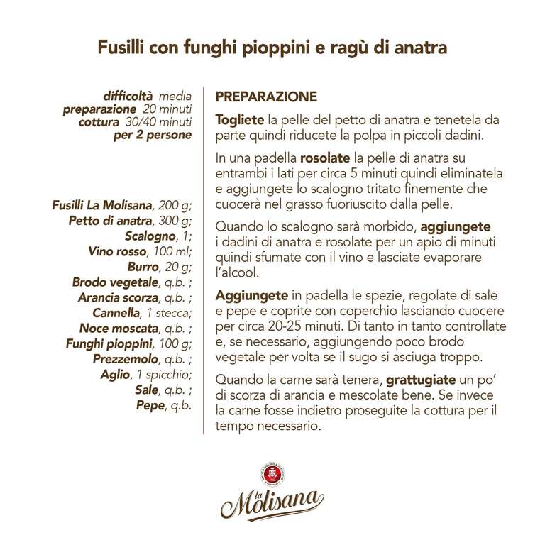 La Molisana Fusilli n. 28, Pasta Grano Italiano | Trafilata al Bronzo, Ruvida e Tenace (500g)