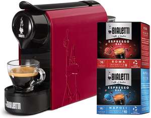 Macchina automatica per espresso Bialetti Gioia + 32 capsule - [0,5L, colore rosso]
