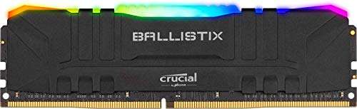 Crucial Ballistix BL8G32C16U4BL RGB 3200 MHz DDR4 DRAM Memoria di Gioco Desktop 8GB CL16 Nero