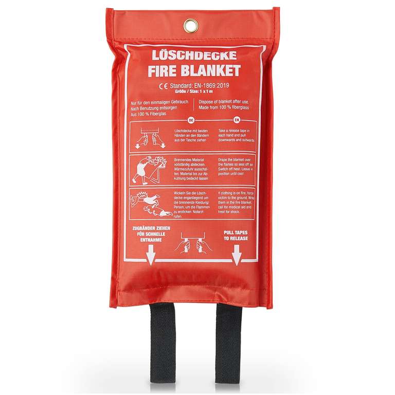 Coperta Antincendio Amazy (XL | 1,2 x 1,2 m) | Con Borsa Protettiva e Gancio