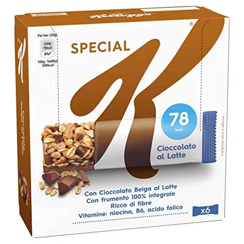 Kellog's Barrette di Cereali con Cioccolato, 6 x 20g
