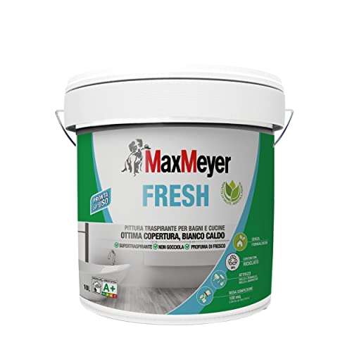 MaxMeyer Pittura per interni bagni e cucine [ Fresh A+ e priva di formaldeide bianco 10 L ]
