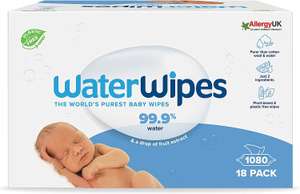 WaterWipes Original | Salviette per Bebè Senza Plastica (1080 unità in 18 confezioni)