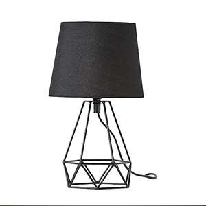 E14 Lampada da tavolo Lampada da scrivania moderna con base in metallo scavata e paralume in tessuto