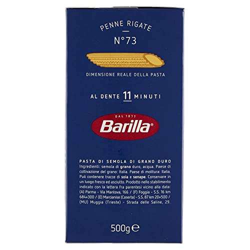 Barilla Pasta Penne Rigate N.73, 500g [Minimo 6]