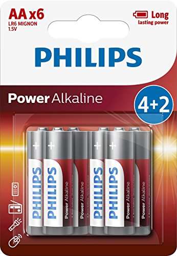 Philips LR6P6BP Batteria Alcalina AA, Confezione da 6 Pezzi