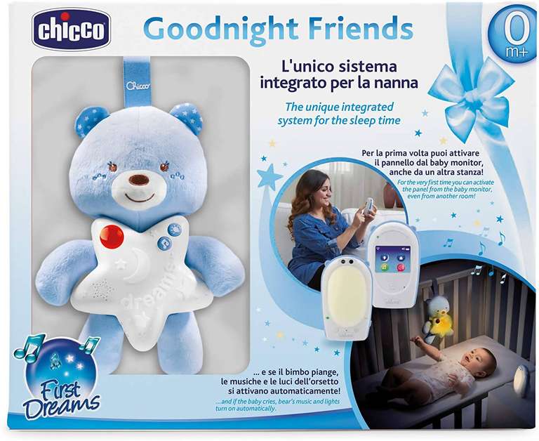 Chicco - Peluche Goodnight Friends e Baby Monitor Touchscreen [Celeste]