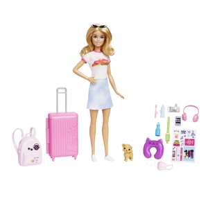 Barbie - Set da viaggio "Malibu" con cagnolino e accessori (bambini 3+)