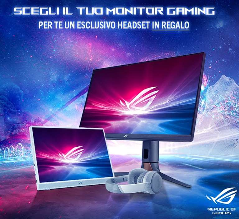 Asus - Acquistando un monitor gaming abbiamo le ROG Strix Go Core Moonlight White in regalo