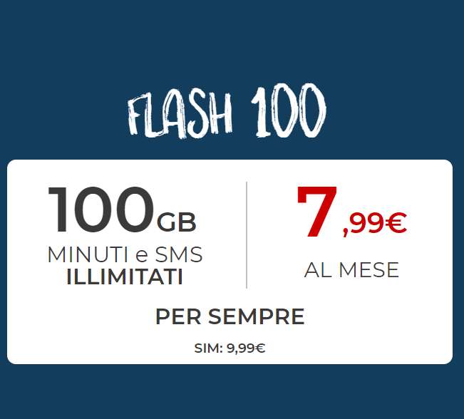 Iliad Flash 100 - 100GB + Minuti ed SMS illimitati