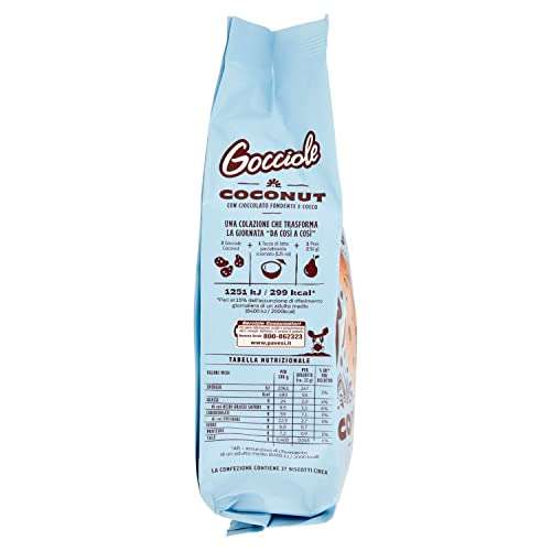 Pavesi Biscotti Frollini Gocciole Coconut, con Cioccolato Fondente e Cocco - 320 gr [Minimo 2]