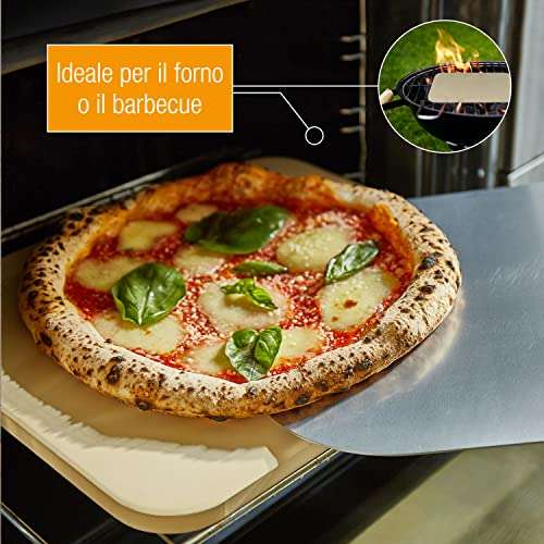 AMAZY Pietra refrattaria per Pizza da Forno + Pala in bambù e
