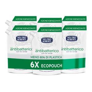 Sapone Liquido Antibatterico Neutro Roberts - Ecoricarica Ecologica, Té Verde (6x400ml)
