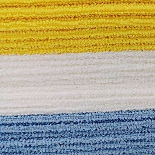 Amazon Basics – Panni in microfibra [confezione da 24 unità, color bianco, celeste e giallo]