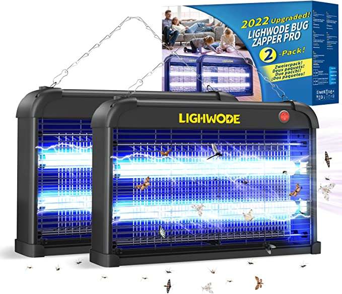 Lampada anti zanzare, 2PCS 2800 V Zanzariera Elettrica con Luce Uv, 20 W Lampada Zanzare Elettrico con 2 riempibili tubo Neon Uv